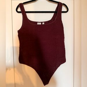 Aritzia Babaton dark red lace body suit